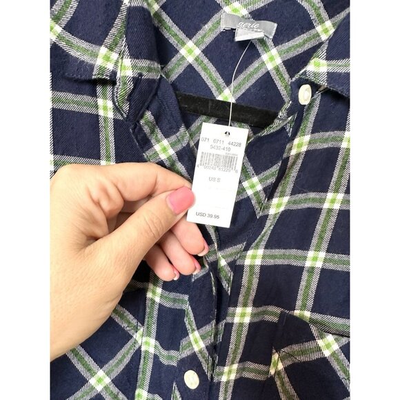 Aerie Women's Plaid Button Front Long Sleeve Romper Size Small NWT Blue Green - Picture 5 of 13